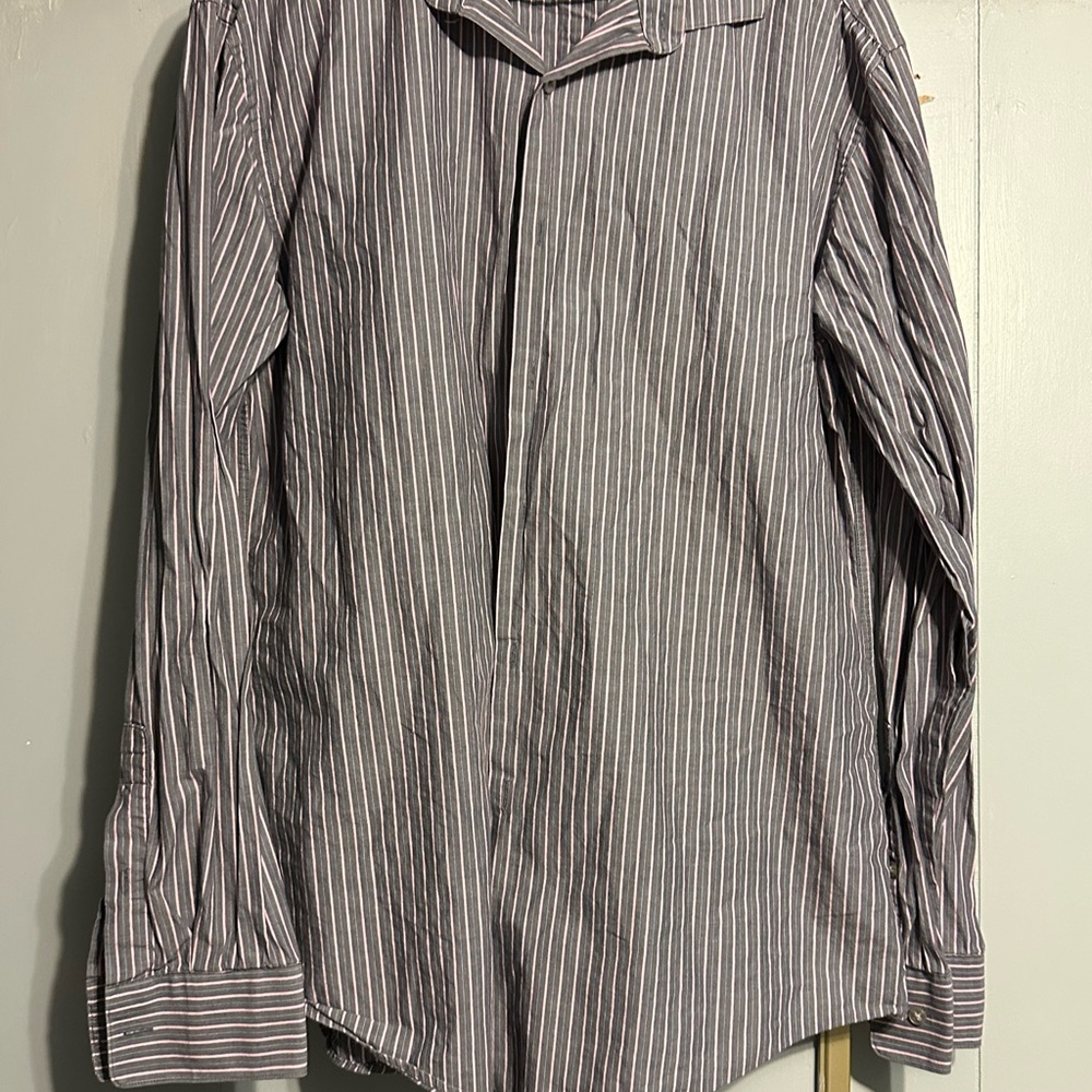 Dkny Gray and Pink Casual Button Down Shirt